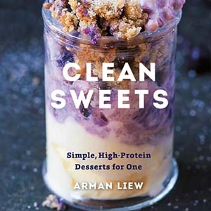 book cover with fancy glass full of yogurt some kind of blended creamy purple stuff and granola