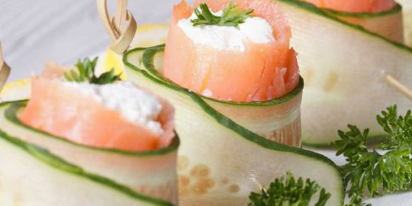 cucumber wrapped stuffed salmon