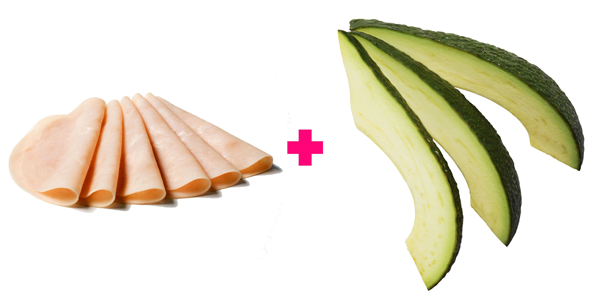 Sliced turkey and avocado