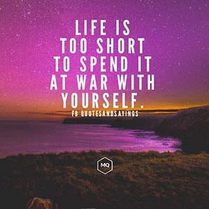 life is too short to spend it at war with yourself